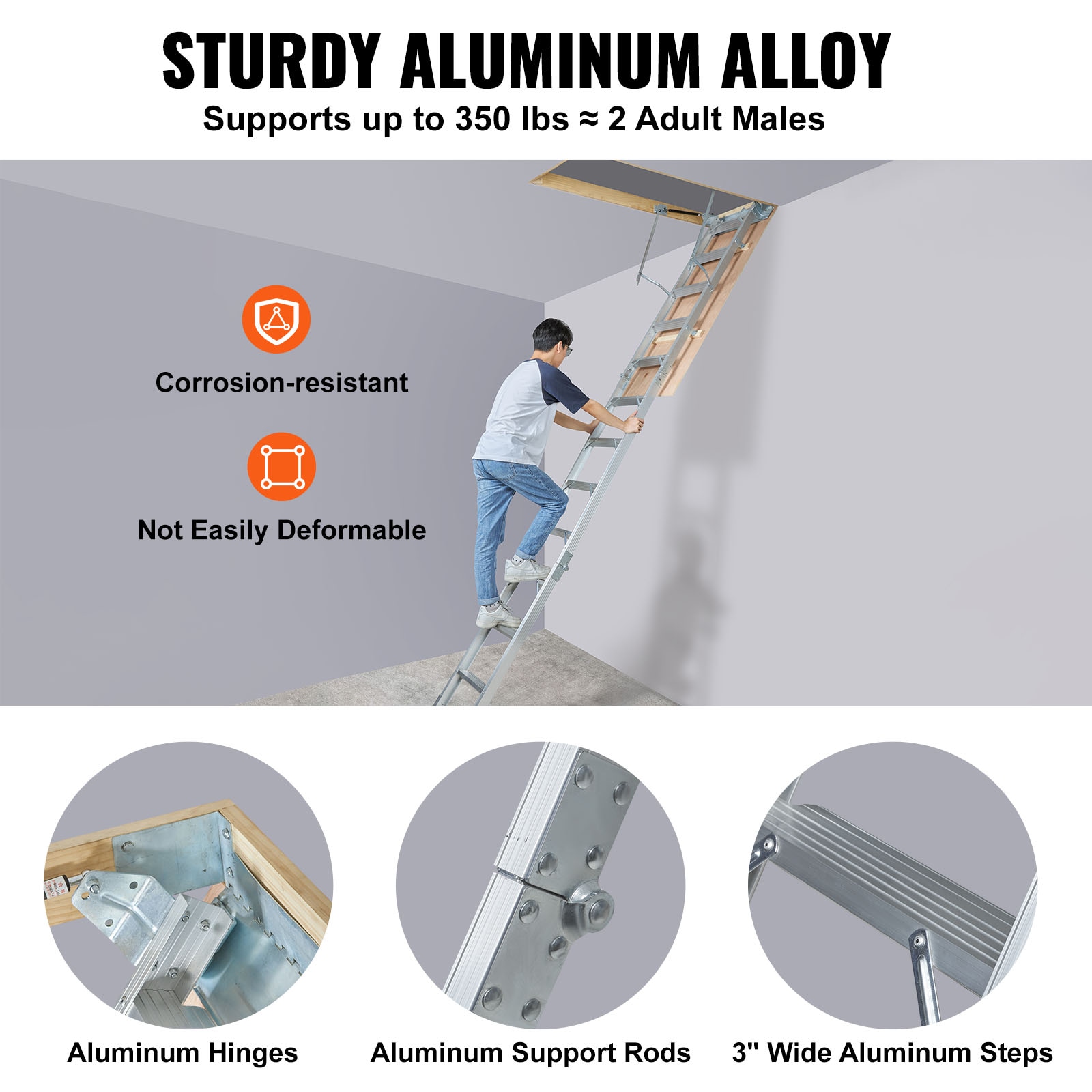 Aluminium Attic Ladder Foldable Multi Purpose Extension Ladder_voghion.com